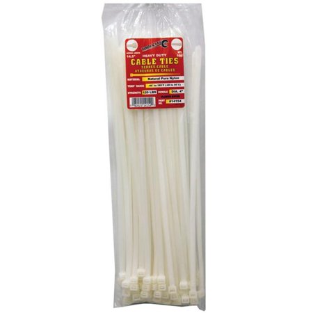 Tool City 14.5 In. L White Cable Tie 120LB Heavy Duty 100 Pack (14.5, White)