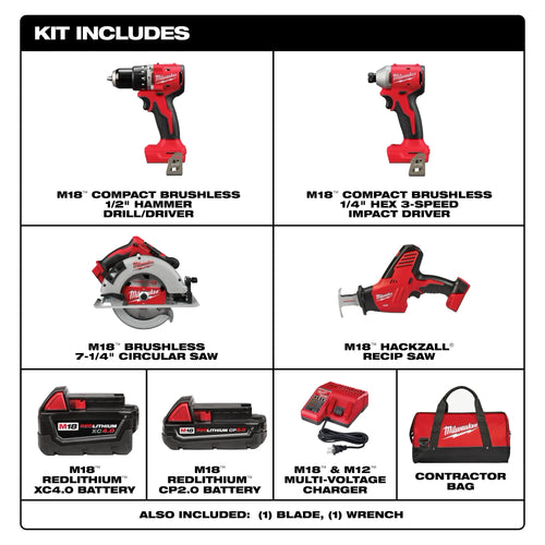 Milwaukee M18™ 4 Tool Combo Kit (1 Kit)