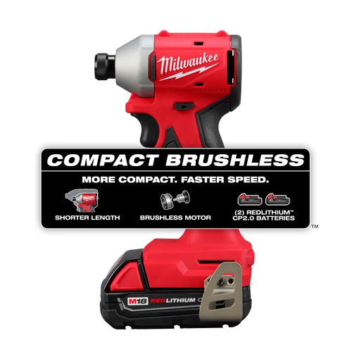 Milwaukee M18™ Compact Brushless 1/4 Hex Impact Driver Kit (1 Kit)