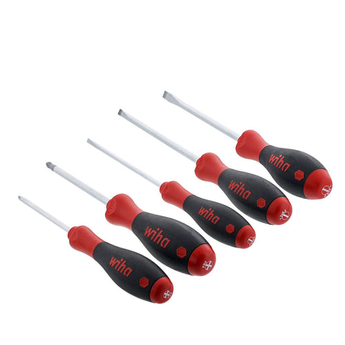 Wiha Tools 5 Piece SoftFinish Slotted and Phillips Screwdriver Set