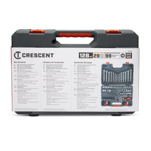 Crescent 128 Piece 3/8 Drive 12 Point Standard SAE/Metric Mechanics Tool Set