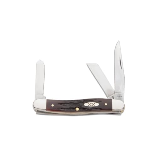 Case Mahogany Bone Peach Seed Jig Medium Stockman Knife