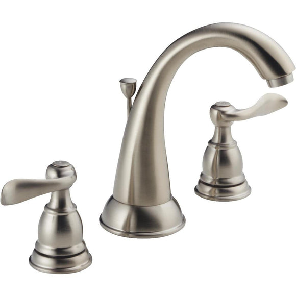 Delta Windmere Stainless 2-Handle Lever 6 In. to 16 In. Widespread Bathroom Faucet with Pop-Up