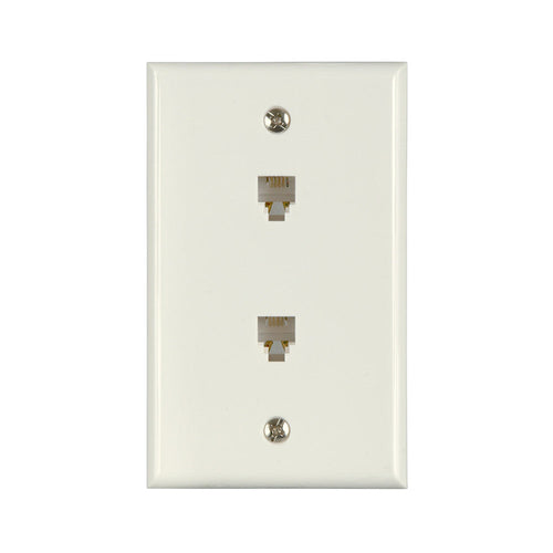 Amertac Zenith Zenith Flush Mount Dual Telephone Wallplate, White 4-1/2 in L x 2-3/4 in W